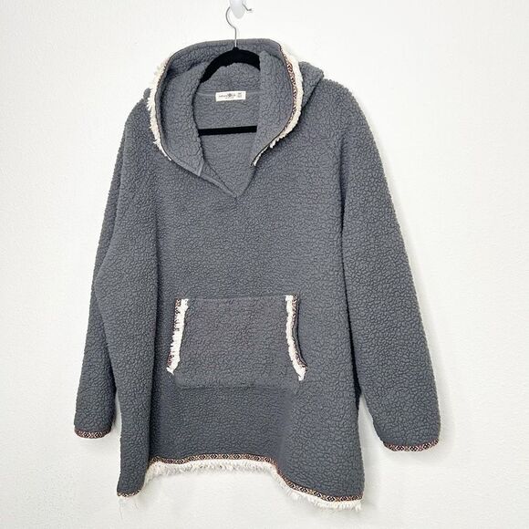 NATURAL LIFE Sweaters - Natural Life Women’s Boho Gray Blanket Fleece Pullover Hoodie Jacket One Size